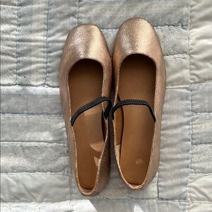 NIB Madewell Greta Ballet Flat in Rose Gold Metallic